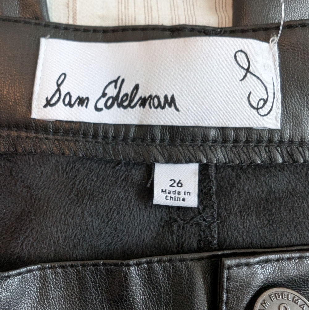 Sam Edelman Faux Leather Black High Rise Skinny Ankle Pants NWT - Picture 5 of 7